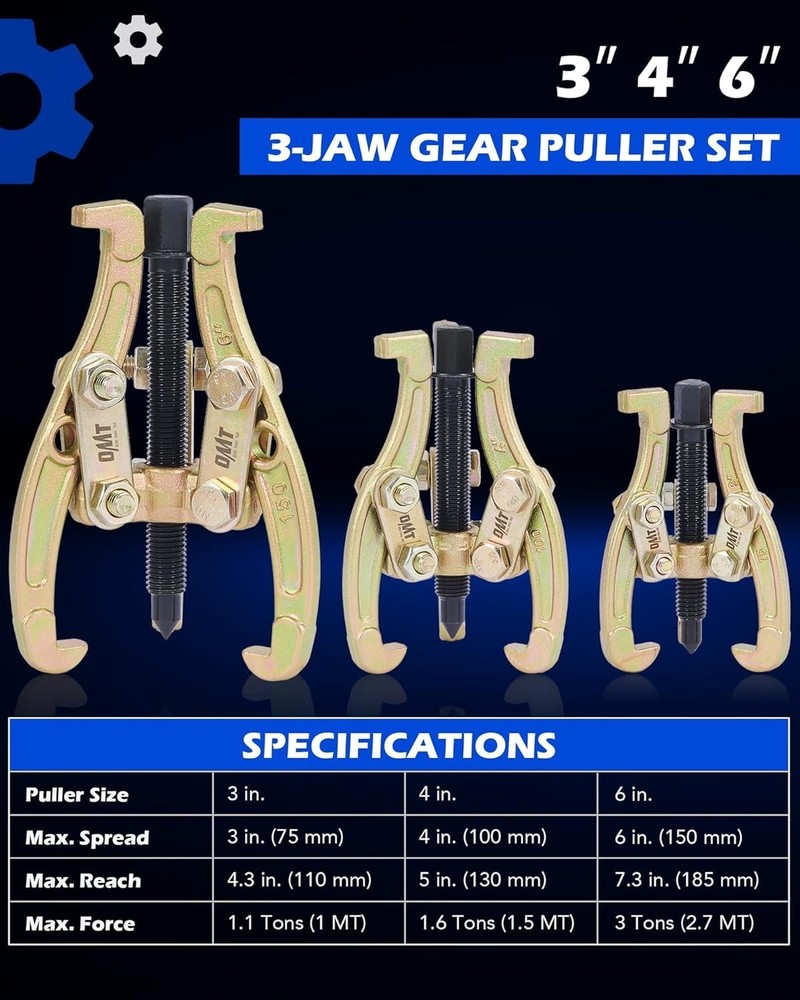 Versatile Gear Puller Set with Heavy Duty Build for Multiple Applications