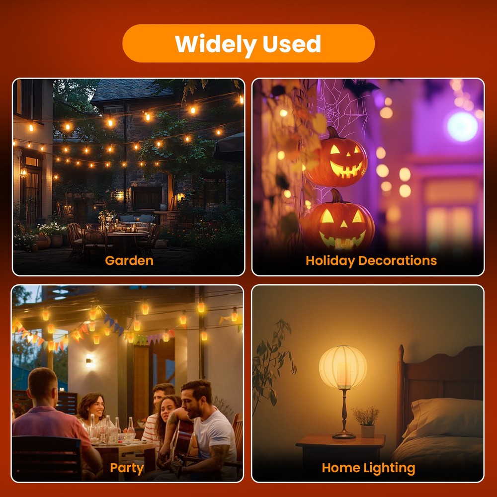 Led Flame Light Bulb, 2 Pack E26 Flickering Light Bulbs with 4 Modes, Faux Flame