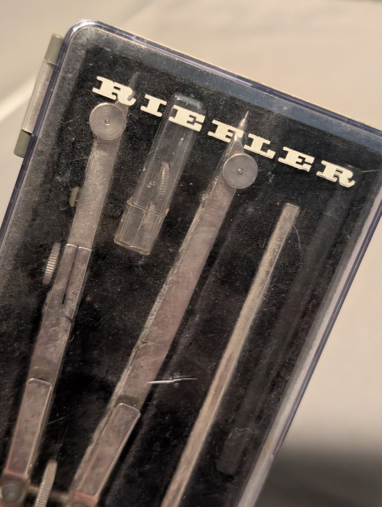 Vintage RIEFLER 6" Drawing Compass Drafting Engineering Tools in plastic case