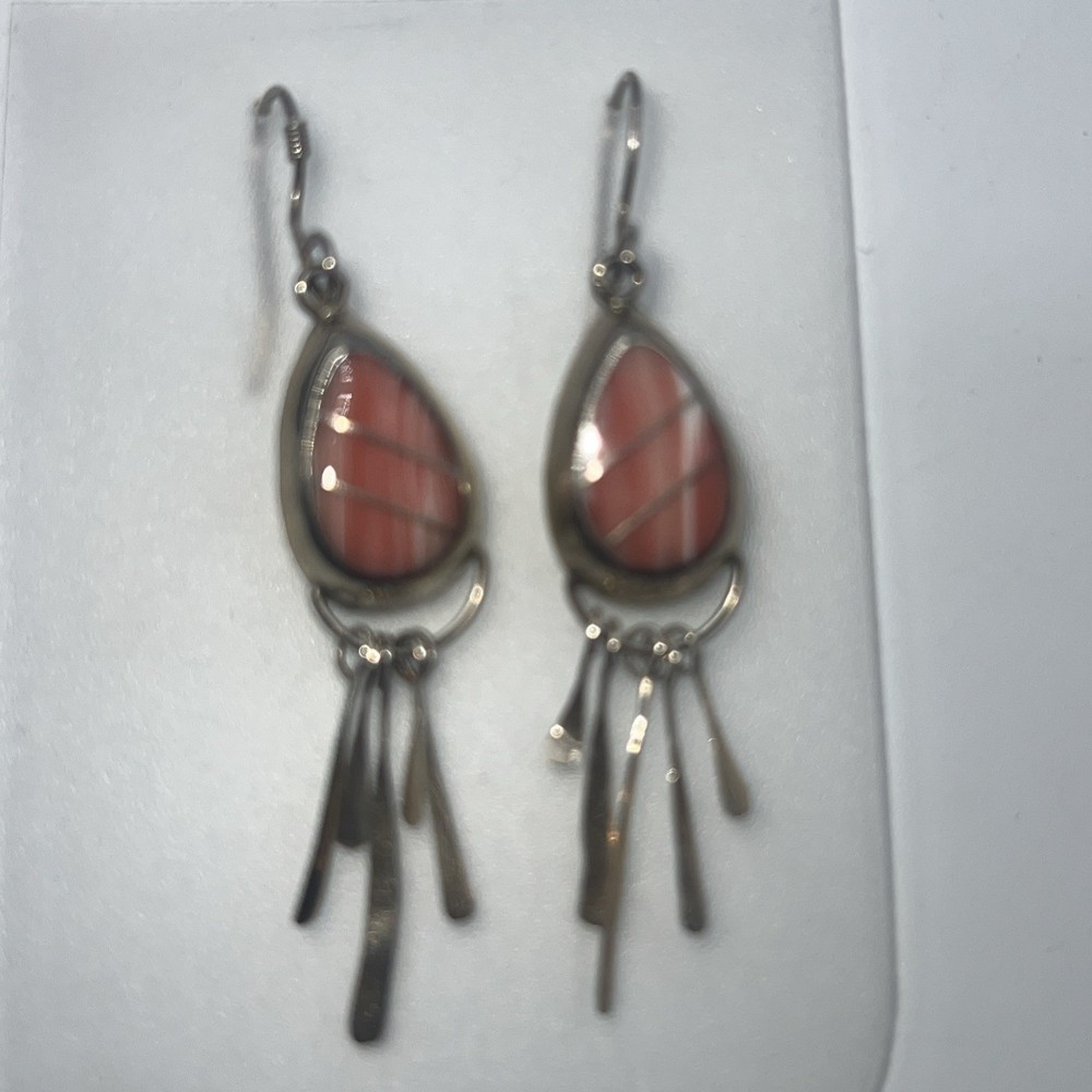 STERLING SILVER RHODOCHROSITE Dangle Earrings