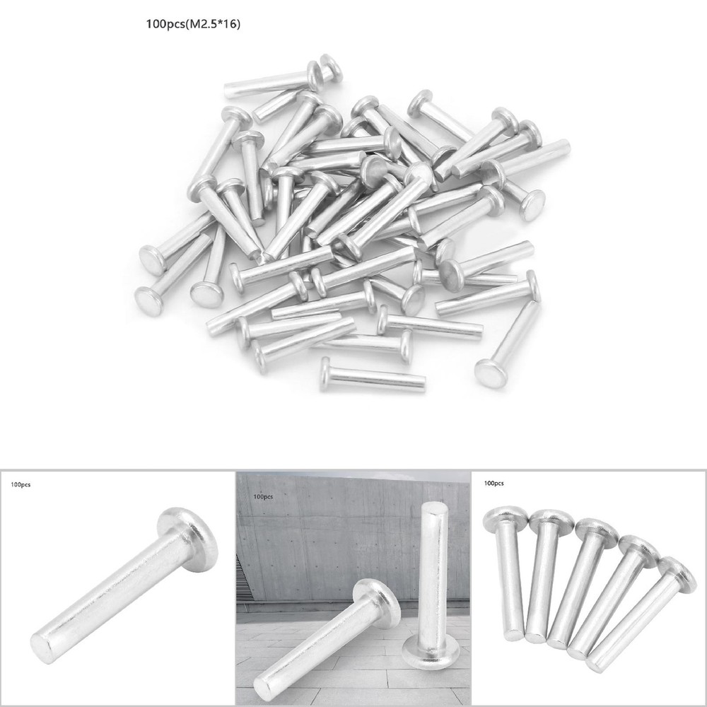 100pcs M2.5*16mm Flat Head Aluminum Rivets Countersunk Solid Rivets New