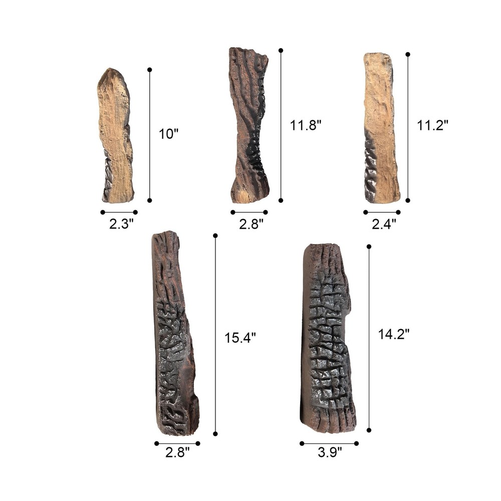 10 Pack Gas Fireplace Logs, Ceramic Logs for Fireplace and Fire Pit, Simulate...