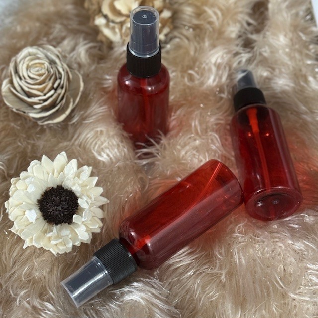 2Pc 50ml/2oz Amber Empty Plastic Travel Bottles Fine Mist Atomizer - Refillable