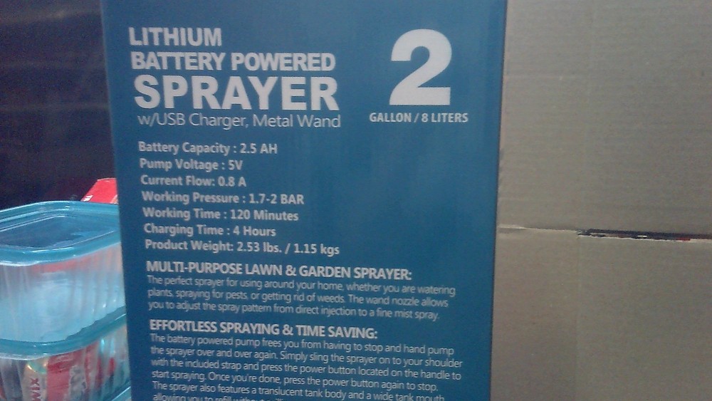 AGWAY 2 GALLON LITHIUM POWERED SPRAYER