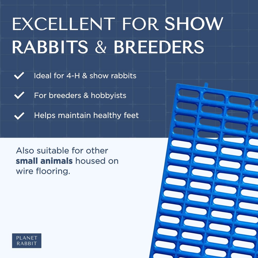 Premium Rabbit Cage Mats (Blue, 6 Pack) | Heavy Duty ABS Wire Floor Protector...