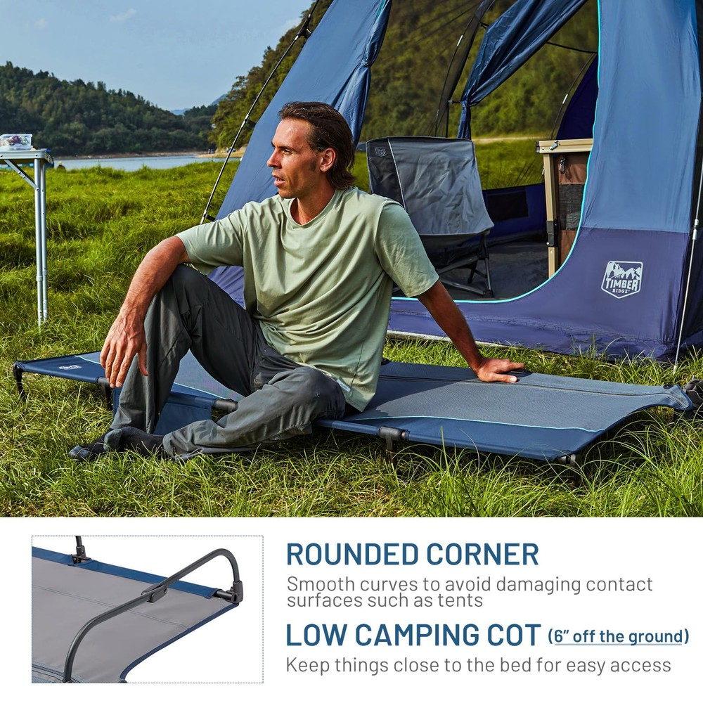 20-Second Quick Set-Up Camping Cot, Lightweight Aluminum Folding Cot with Zip...