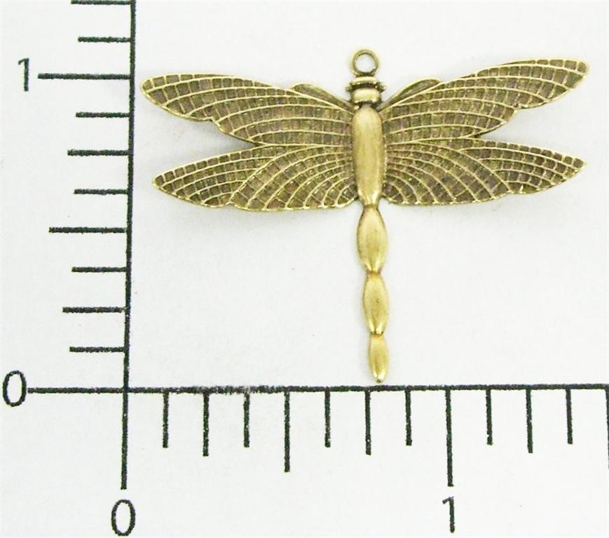 34393         2 Pc. Brass Oxidized Victorian Dragonfly Charm Finding