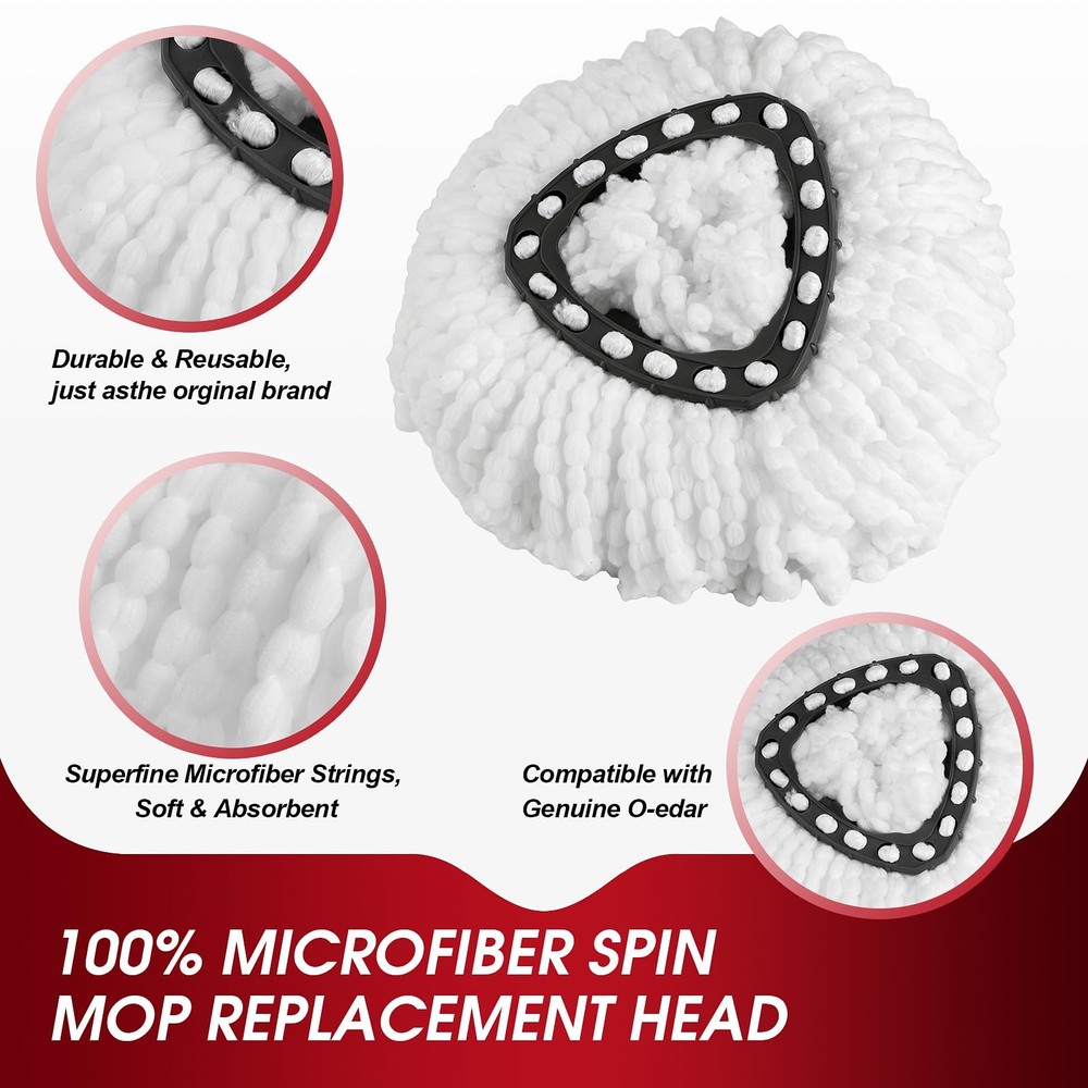 20 Pack Spin Mop Refills Head, Mop Heads for Spin Mop, Washable Microfiber Mo...