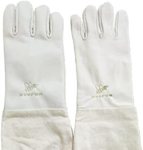 Beekeeping Gloves Size 8 Medium Bee Protective Leather with Long Canvas Sleeve