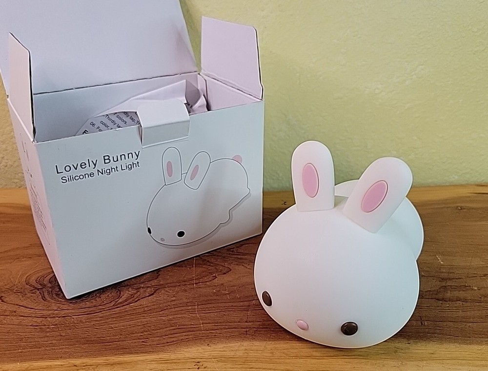Bunny Rabbit Changing Colors Soft Night Light USB Rechargeable Silicon Cool Glow