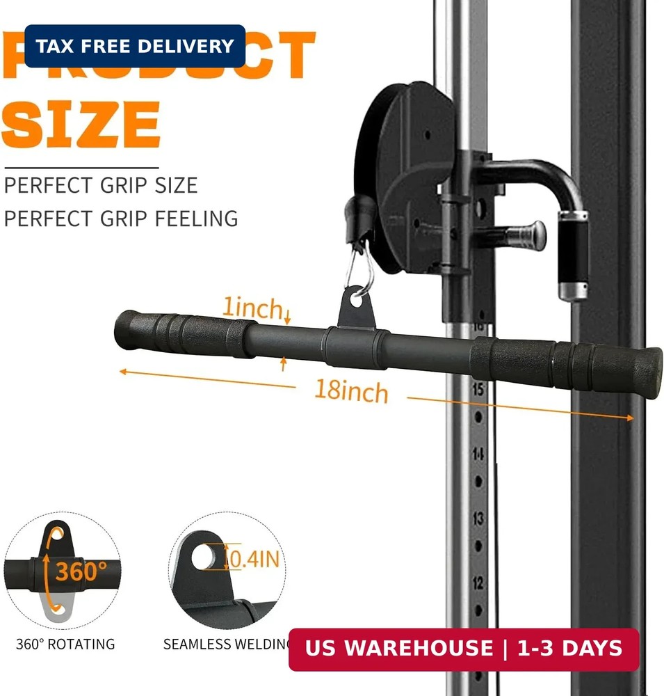 Straight Bar, Pull Down Bar 360 Rotating, Lat Pulldown Attachments Cable Attachm