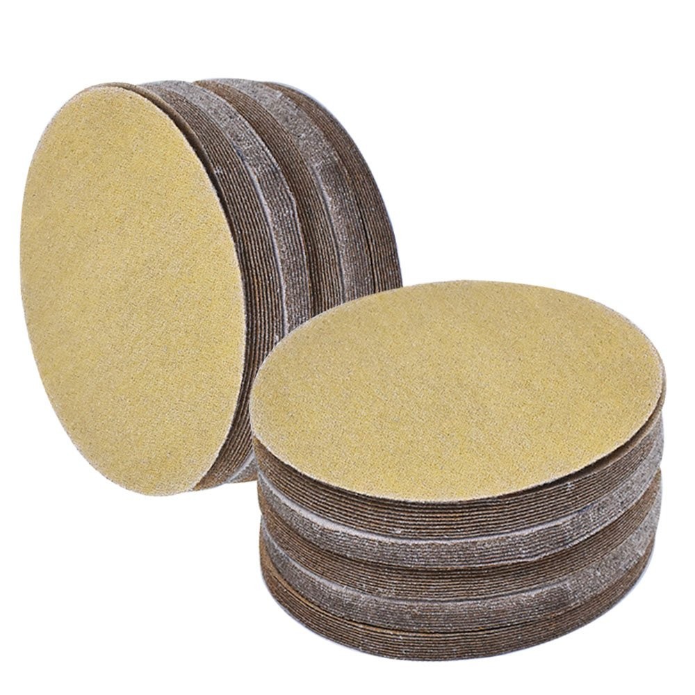 NO-Hole 100 Pcs 5" 180 Grit  Hook Loop Pads Sanding Discs Flocking Disc