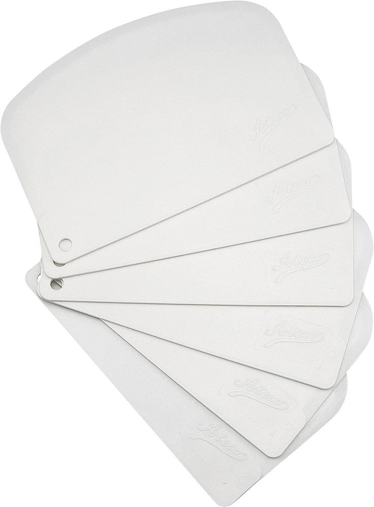 Bowl Scraper Set 6Pc Flexible Plastic Baking Dough Batter Kitchen White Tools