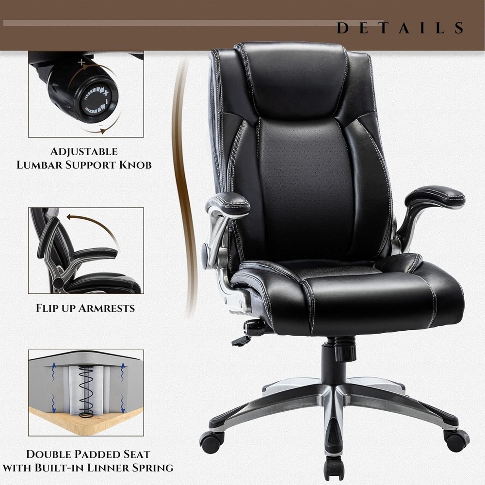 Ergonomic Office Chair High Back Leather Adjustable