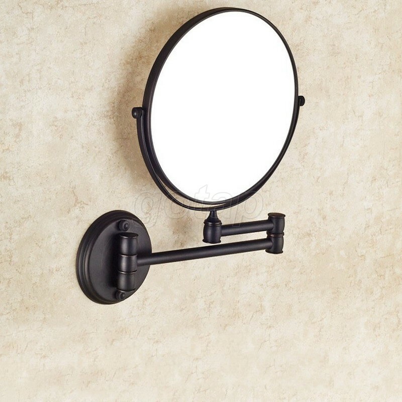 Black Bronze Folding Dual Arm Extend Bathroom Mirror Wall Mounted Makeup Mirror