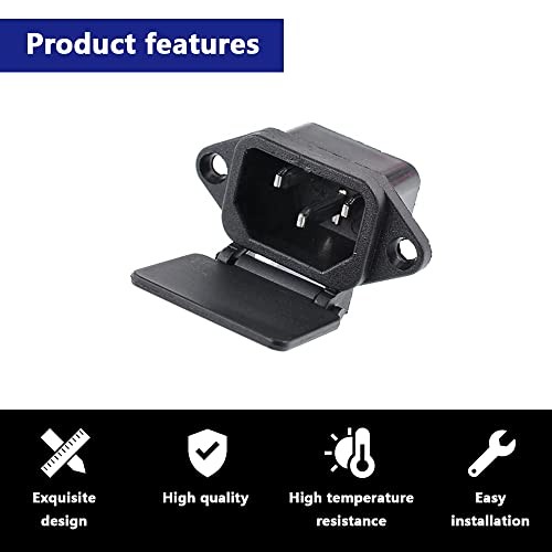 C14 Panel Mount Plug Adapter, AC 250V 10A IEC 320 3Pins Screw Mount Module