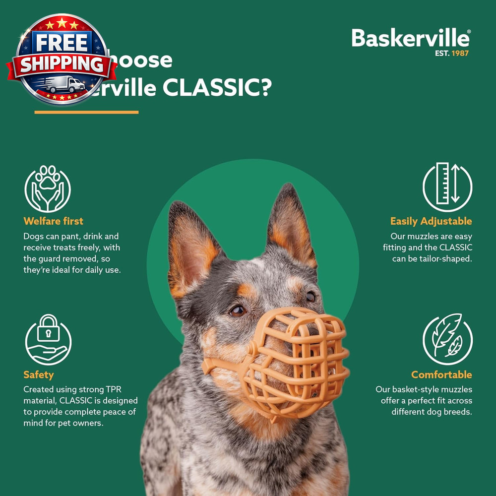 Classic Basket Muzzle for Medium to Large Dogs - Safe, Breathable & Durable