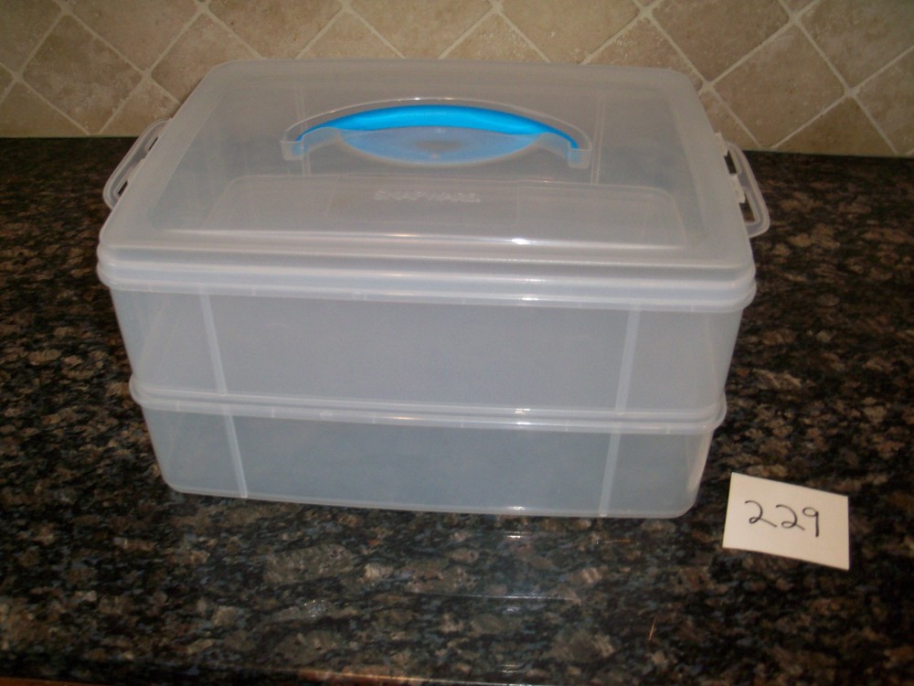 Snapware Snap 'N Stack Storage Organizer Rectangle Plastic Crafts Clear Blue