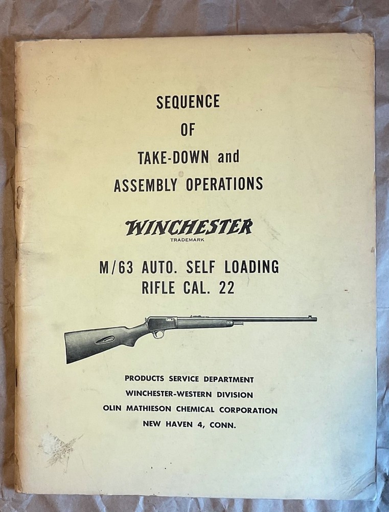 Sequence of Take Down & Assembly Winchester M63/ Self Loading Rifle .22
