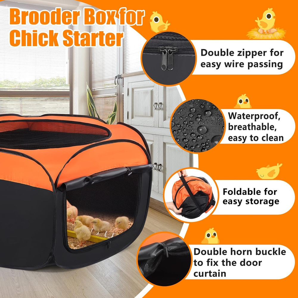 Chick Brooder Box, Upgrade Double Door Brooder Box for Chick Starter Kit, Pop-Up