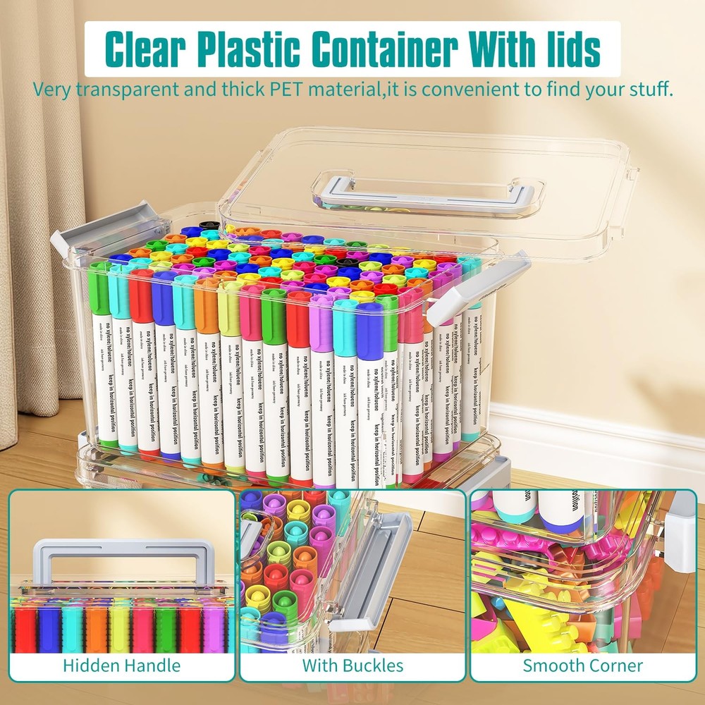 Plastic Storage Bins with Lids Stackable organization and Storage Containers ...