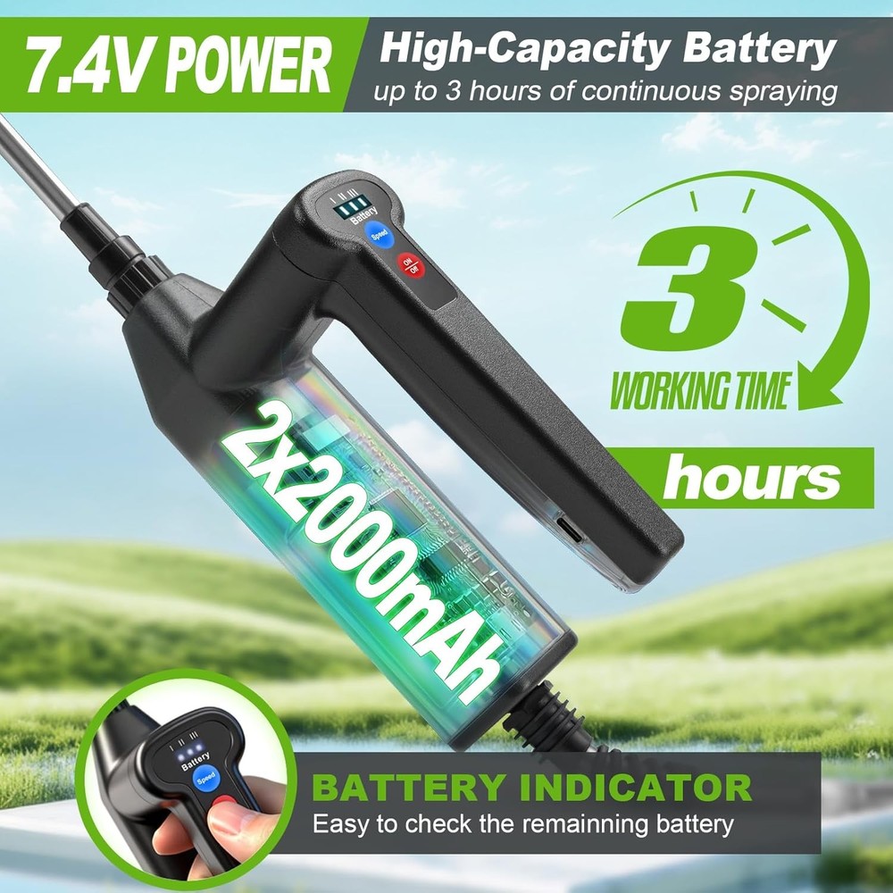 2.6 Gal Battery Powered Backpack Sprayer Wireless Cordless Garden Adjustable