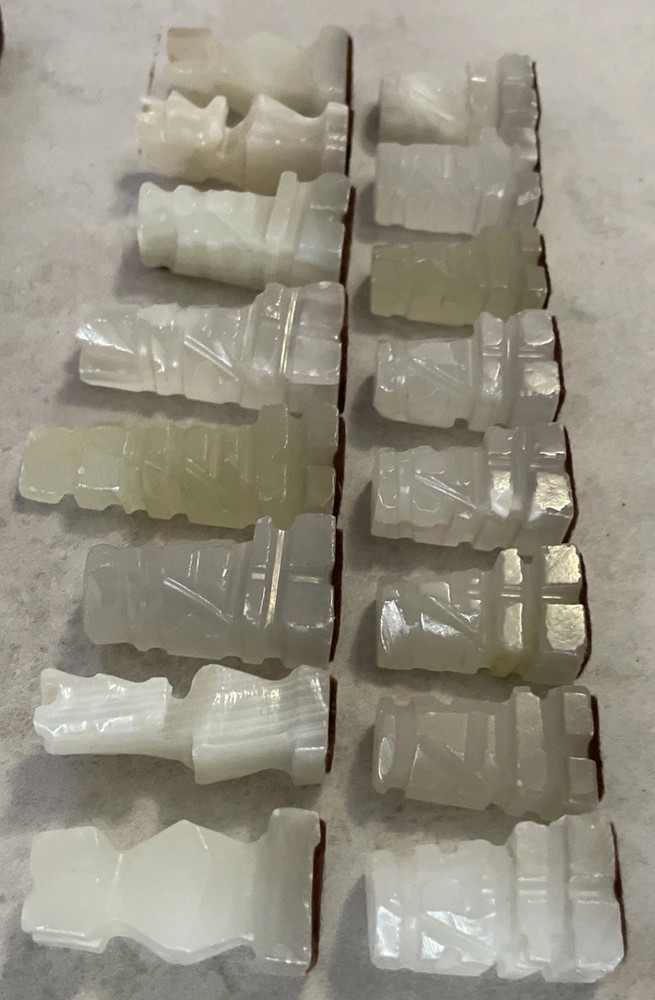 MIDCENTURY ONYX MARBLE CHESS SET COMPLETE ALL PIECES