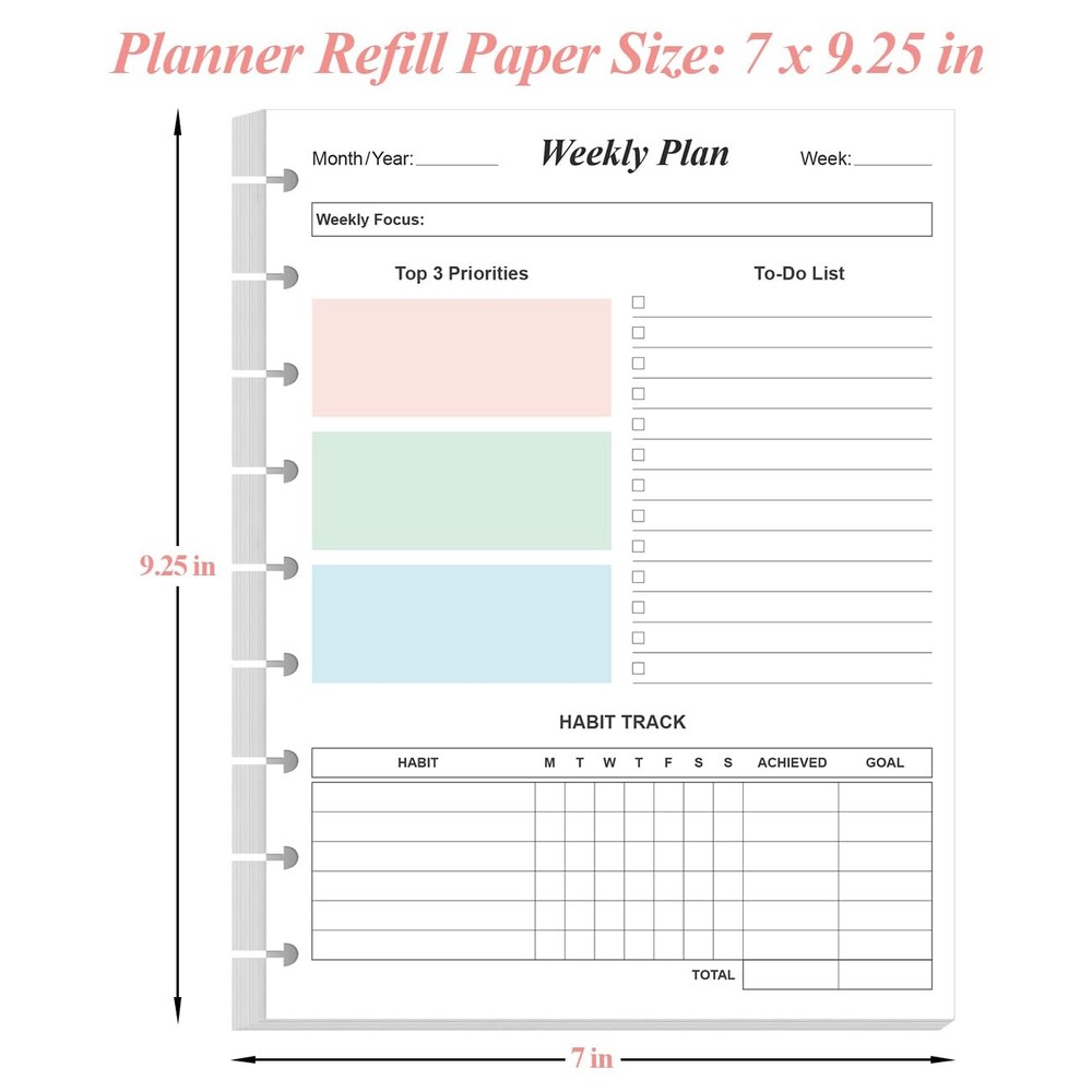 (2-Pack) 9 Disc Weekly Planner Undated Refills - Classic 2-Pack, Colorful