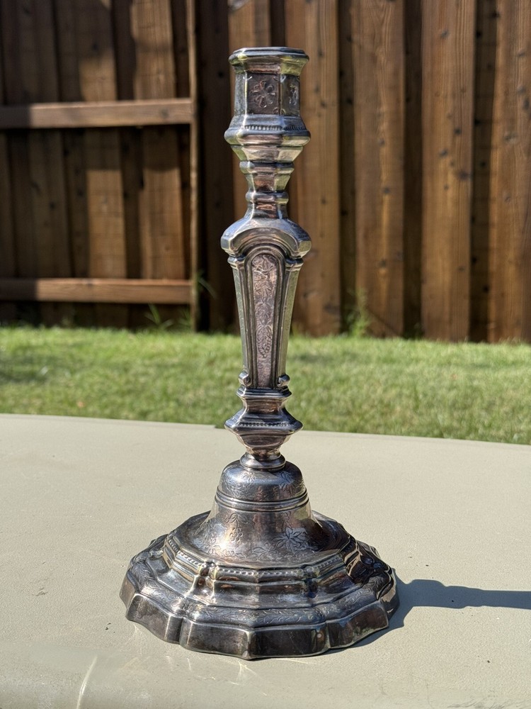 Antique Louis XIV Silvered Bronze Candlestick