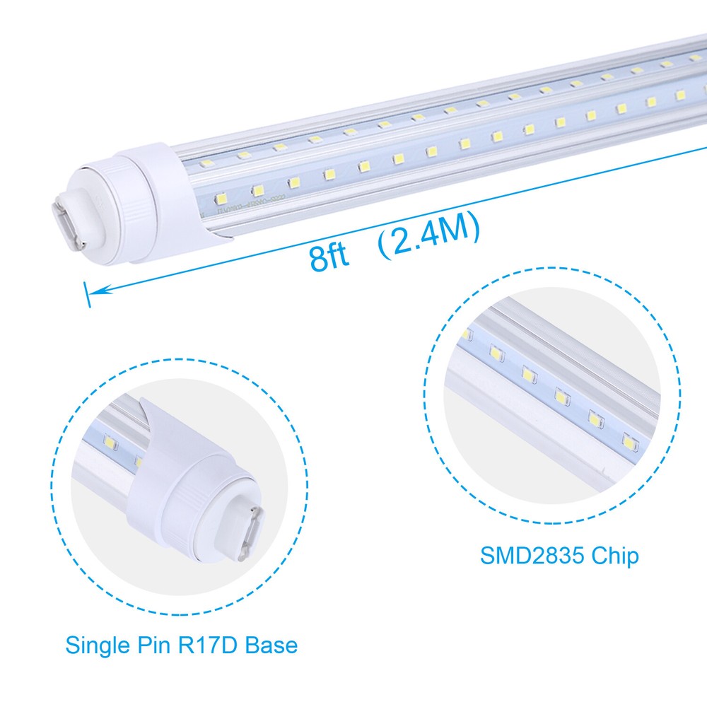 R17D HO 2 Pins T8 8ft LED Tube Light 65W Replace Fluorescent Light 6000K 4Pack