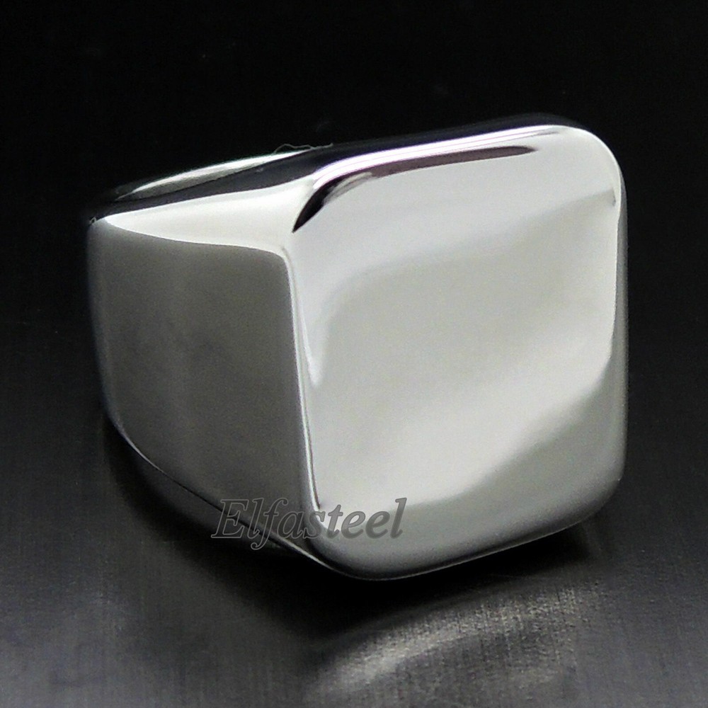 Men's High Polished Signet Solid 316L Stainless Steel Ring