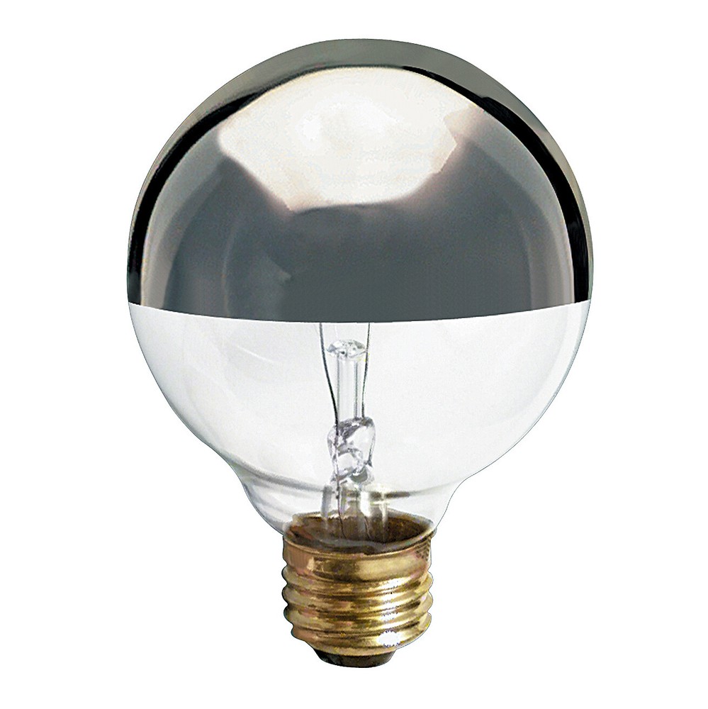 4 Pack 40G25 Globe Bulbs 120V 40W G25 Medium E26 Half Chrome Mirror Silver Crown