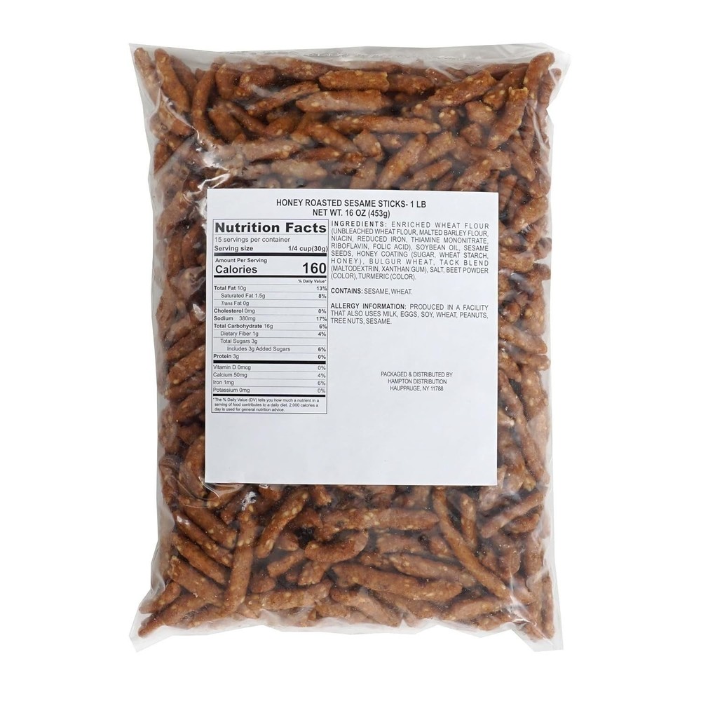 Honey Roasted Sesame Sticks, 1 Pound Bulk Bag, Hampton Distribution