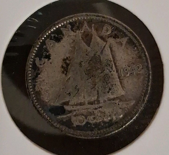 1942 Canada 10 Cents .800 Silver