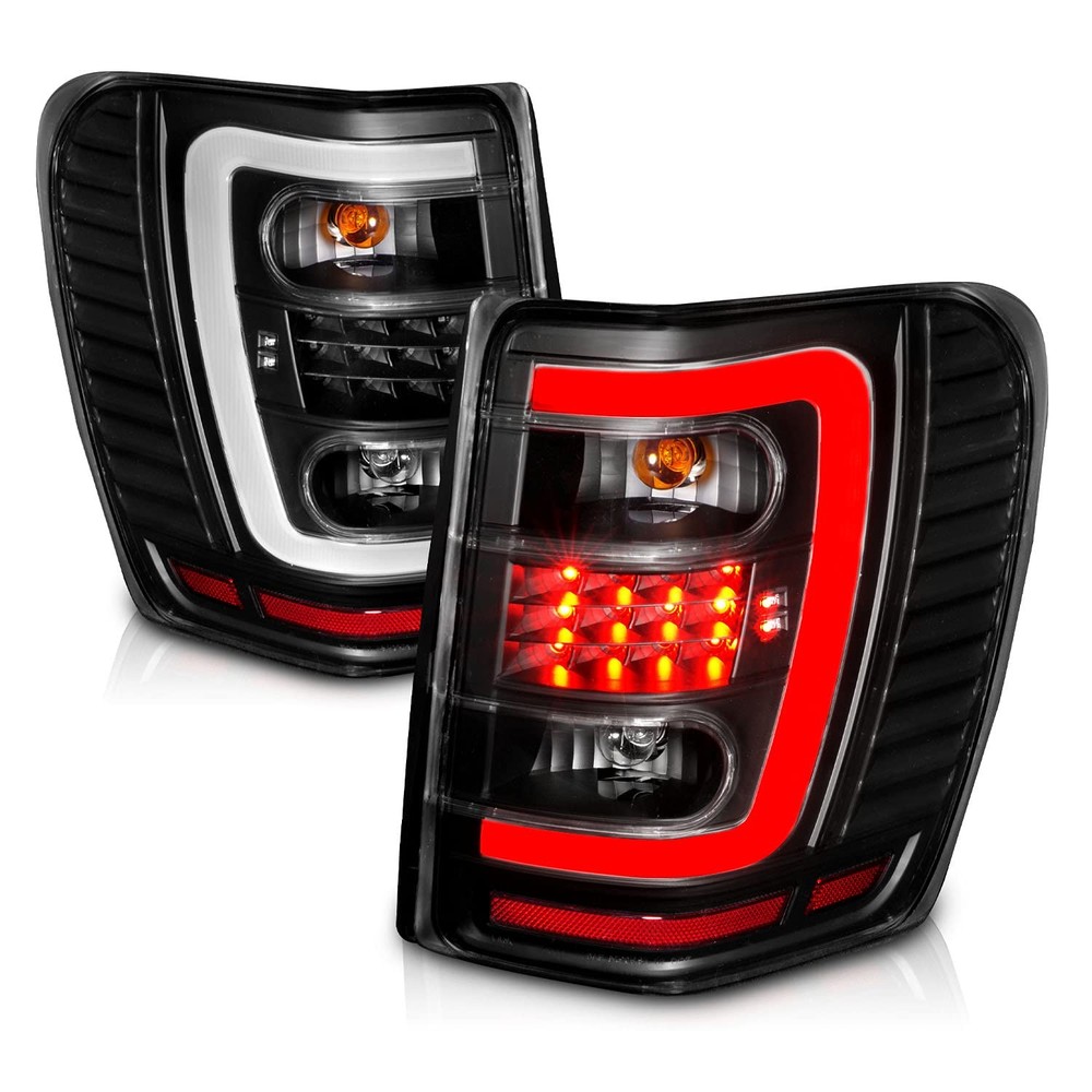 1999-2004 Grand Cherokee C-Type LED Black Tail Lights Set