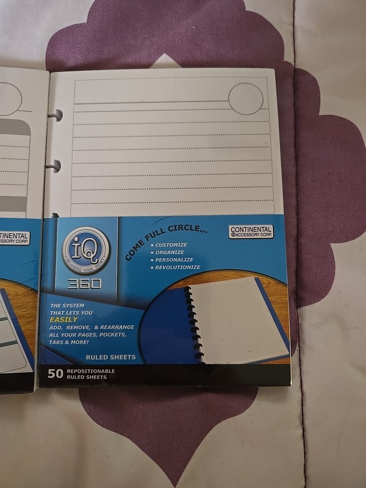 iQ 360 Customizable Notebook System 2 Refill Sheets & To Do List B46