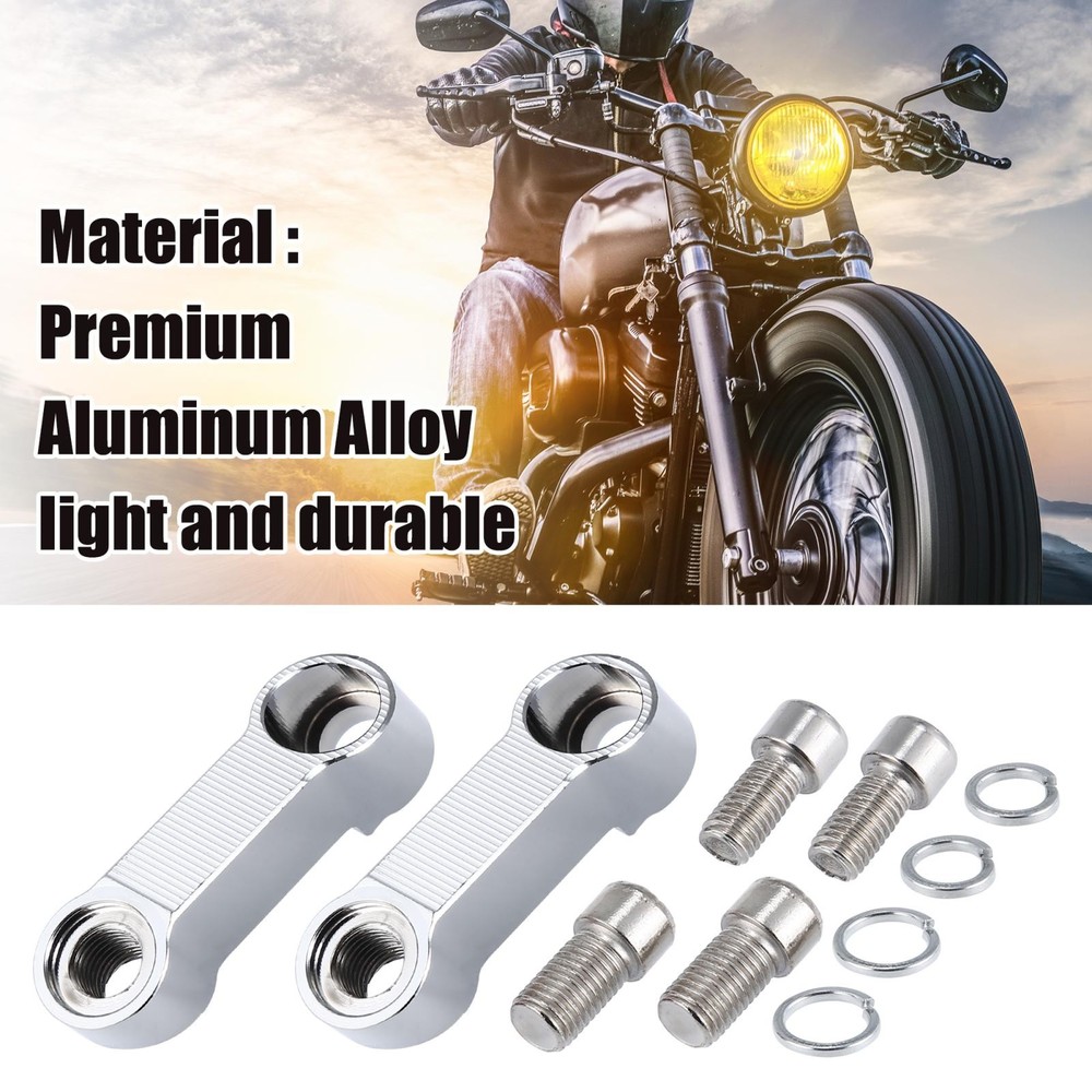 1 pair motorcycle 10mm 8mm mirror support extender adapter silver tone