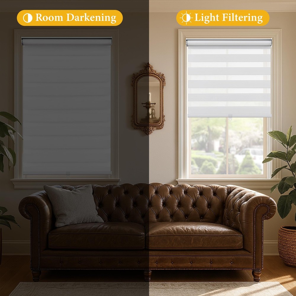 Zebra Blinds Whiteout & Light Filtering Light Control Window Privacy Roller B...