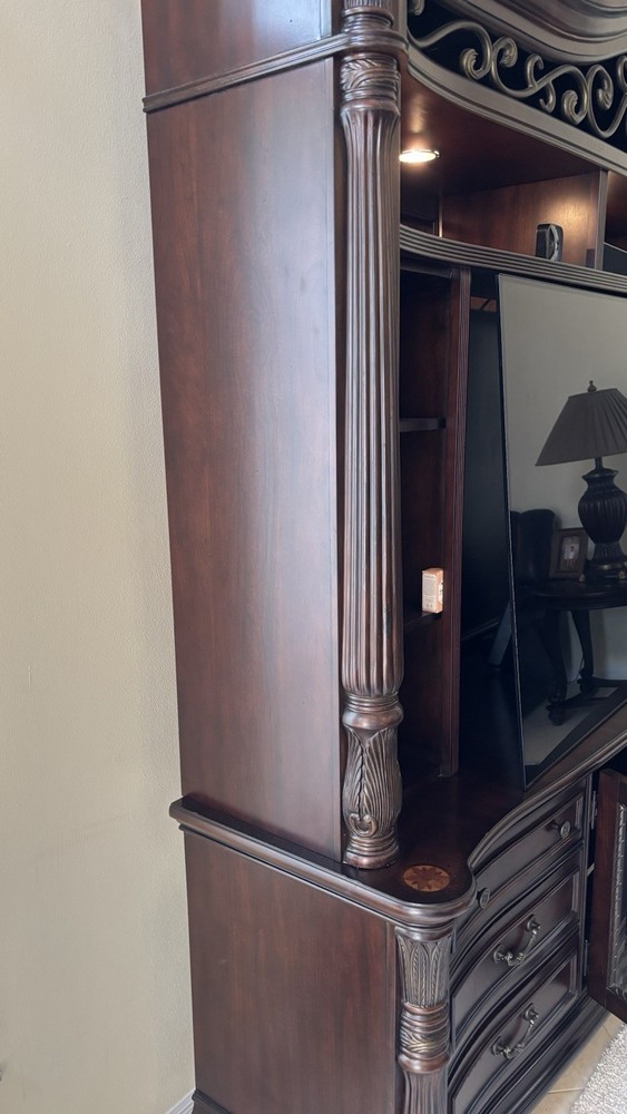 Wall Unit 92x81 Inches Traditional Style Solid Wood Dark Oak