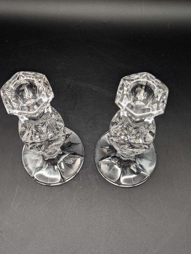 Formed And Cut Lead Crystal Candlesticks Clear