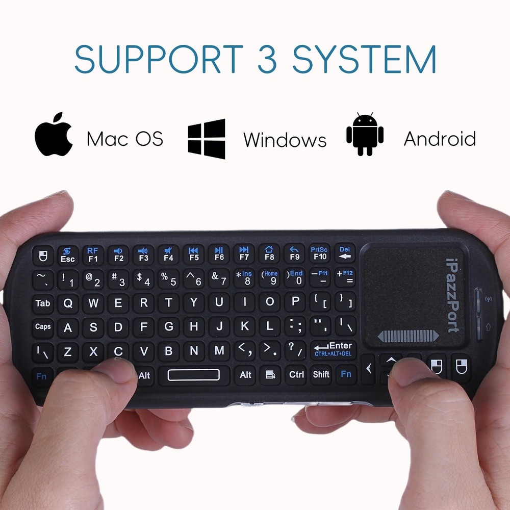 iPazzPort 2.4G+Bluetooth Wireless Mini Keyboard with Touchpad and Mouse Compa...