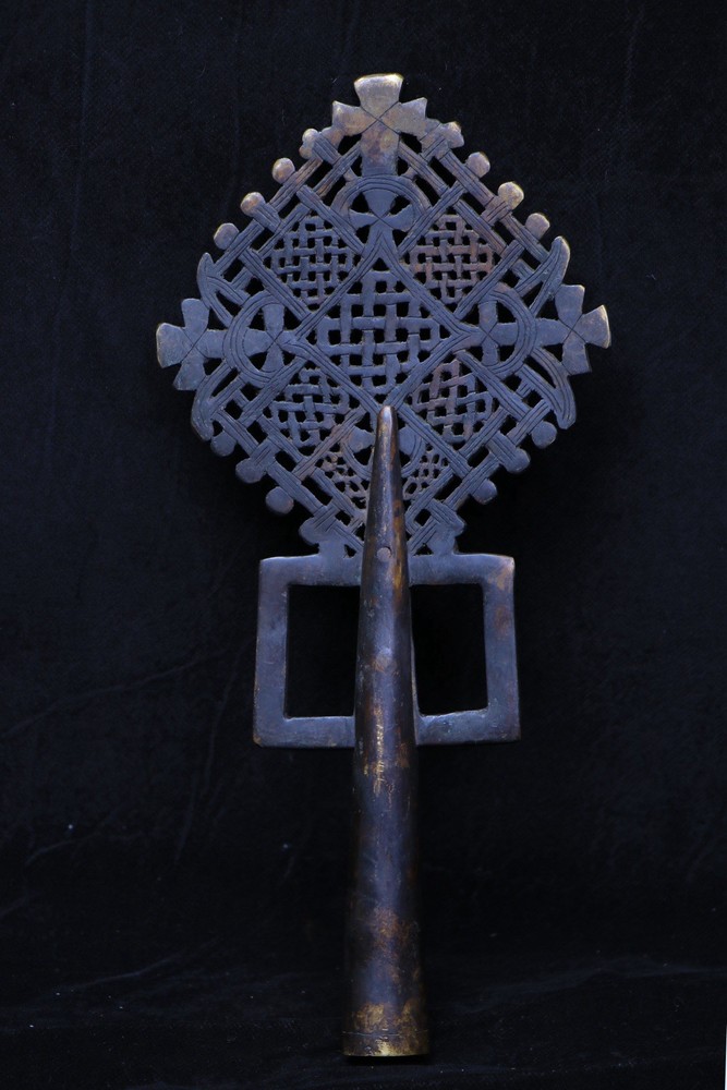 VINTAGE RARE SOLID BRASS ETHIOPIAN COPTIC CRUCIFIX CROSS