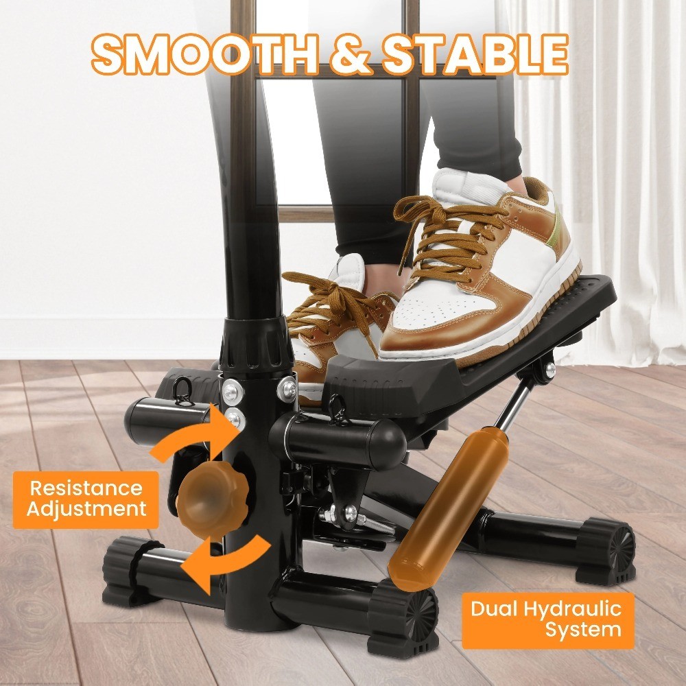 Mini Steppers with Handlebar, Stair Steeper with Resistance Bands