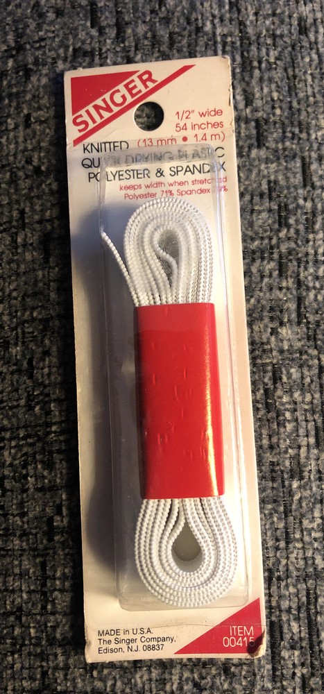 Singer Notions Singer Quick Drying Polyester Elastic 1/Pkg-White, 00415