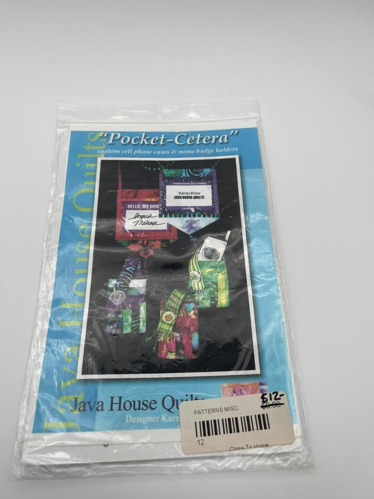 Pocket-cetera Cell Phone Name Badge Quilt Java House Quilts #133 Pattern Uncut
