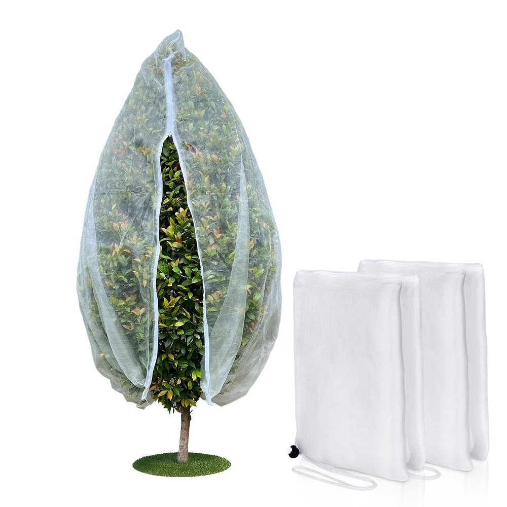 Fruit Tree Netting Cover with Zipper & Drawstring, 2 Packs 4ft x 4ft Insect B...