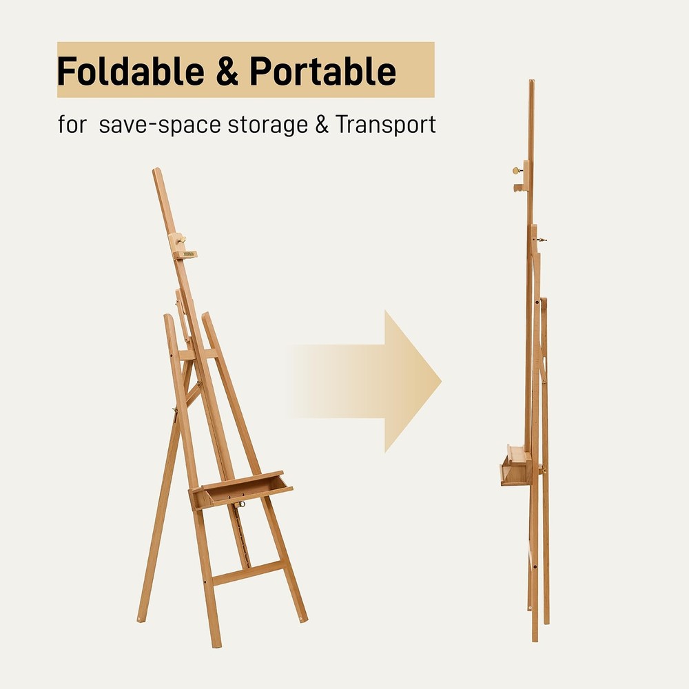 ATWORTH Studio Art Easel,Solid Beech Wood Artist Natural