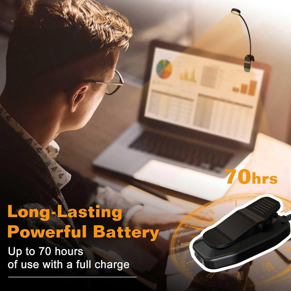 Rechargeable Book Reading Light - Adjustable Brightness, 3 Color...