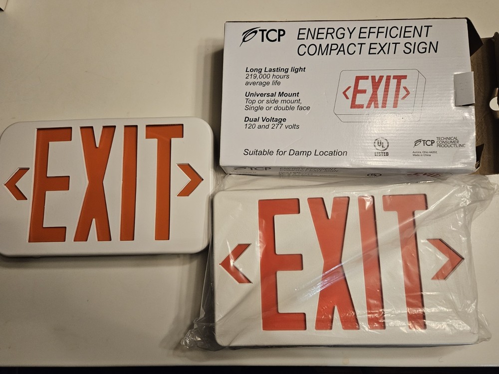 X2 Energy Efficient Compact Exit Sign Long Lasting Light Damp Red LED TCP & AMZN