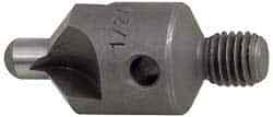 Adjustable Stop Countersink: 1/4-28 Threaded Shank, #20 Pilot Diam, 3 Flute